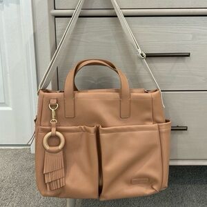 Stylish Tan Skip Hop Diaper Bag with changing mat
